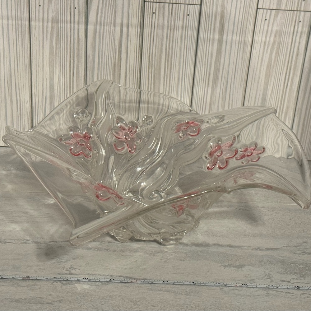 Mikasa Floral Dance Pink Clear Swirl Bowl. Made In Germany